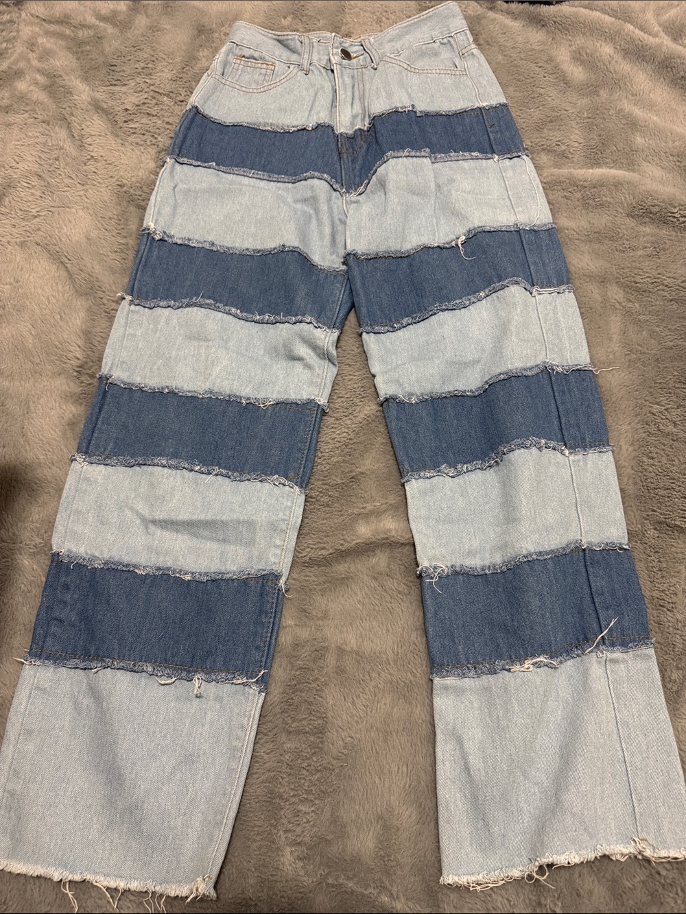 Striped Patchwork Blue Women’s Jeans